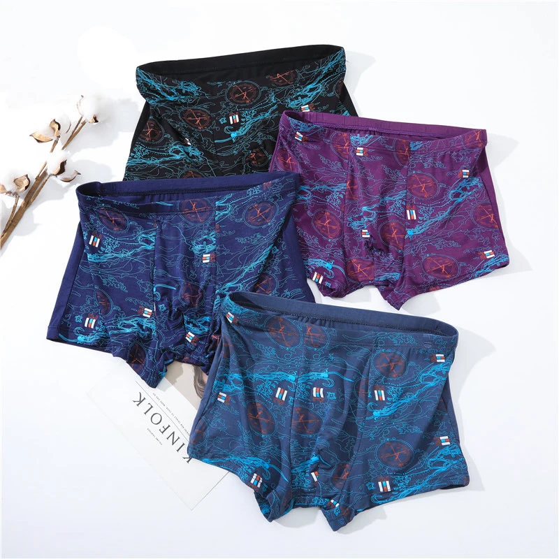 

1pcsMens Modal High Elasticity Boxer Shorts Print Underpants Sexy Boxers Bamboo Fiber Panties Male Underwears Plus Size 2XL-7XL