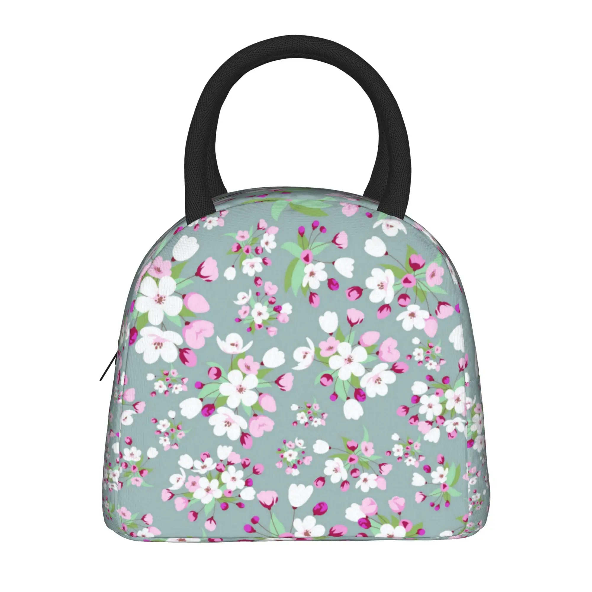 Japanese Sakura Cherry Blossom  Insulated Lunch Bags Thermal Bag Lunch Container  High Capacity Tote Lunch Box Food Handbags