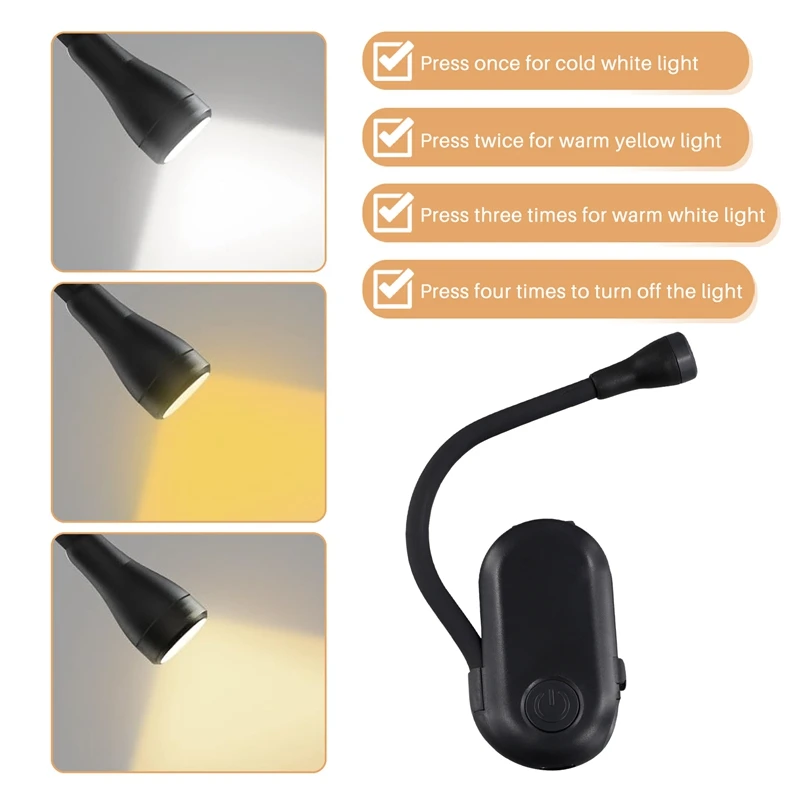 LICE 미니 폴더 클립 야간 램프, 휴대용 책 야간 조명, 눈 보호 책상 램프, 충전식 침실 독서 조명