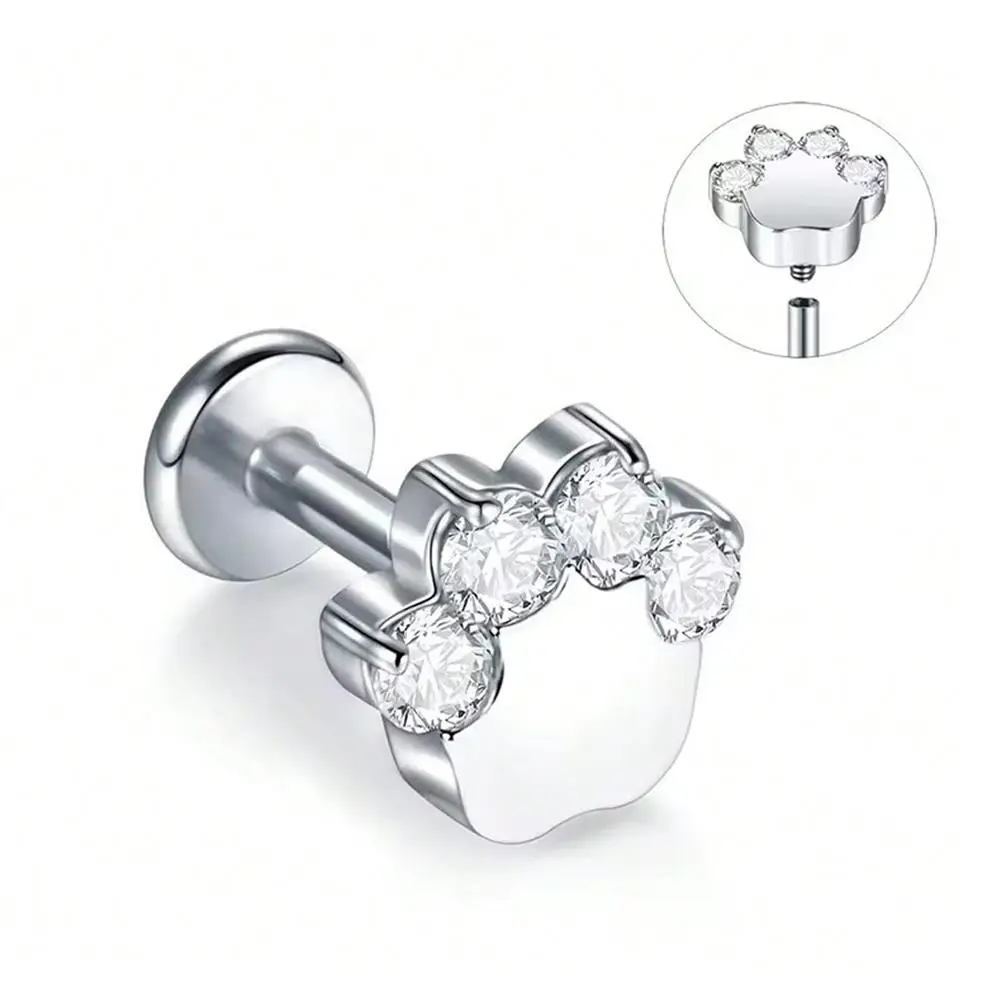 G23 التيتانيوم Labret الأذن الزنمة القرط مربط داخليا الخيوط زركونيا الشفاه خواتم الغضروف اللولب ثقب مجوهرات للجسم 16 جرام