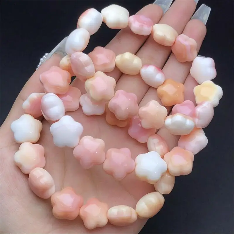 Natural Aliger Gigas Shell Star Bracelet String Charms Handmade Fortune Energy Bangle Mineral Woman Amulet Jewelry Gift
