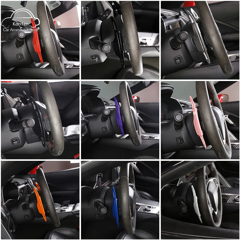 

For Chevrolet Corvette C7 2014-2019 Aluminum Alloy Car Steering Wheel Paddle Shifter Extensions Shift Sticker Auto Accessorie