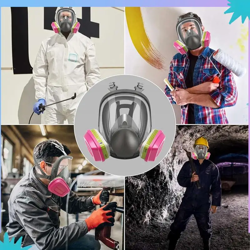 

ABZW 2X Full Face Respirator Mask, 6800 Reusable Respirator Mask With Filters, Anti-Fog, Organic Vapor Respirator