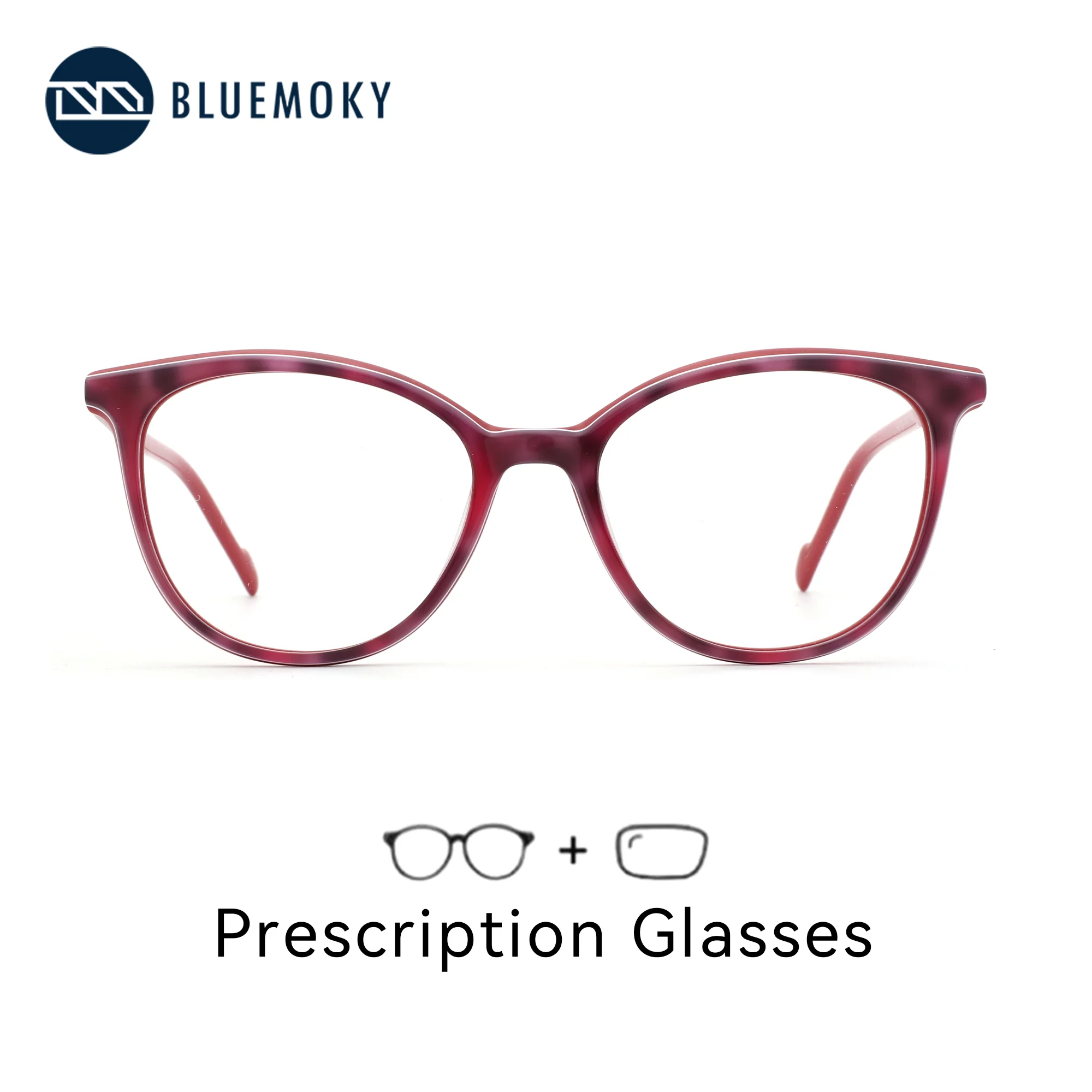 BLUEMOKY S Size Fashion Acetate Butterfly Graduated Progressive Multifocal Glasses Myopia/Photochromic Lenses Woman