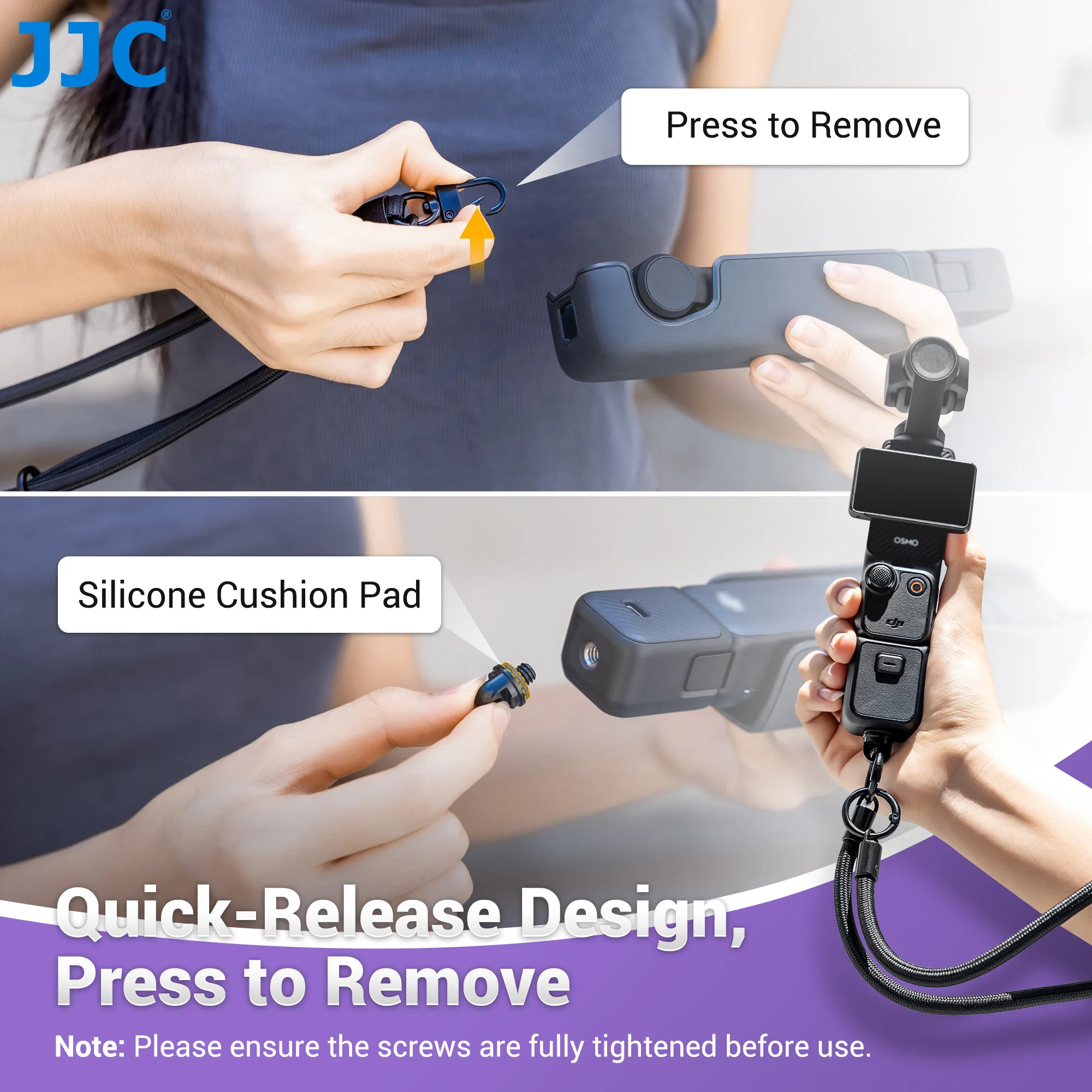 JJC Pocket 3 Halsband-Umhängegurt für DJI Osmo Pocket 3 4 Insta360 Luna Ultra Zubehör Kamera-Umhängegurt – Detail 3