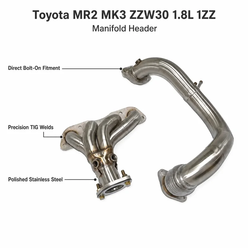 Sonicdiy MR2 Manifold Header for Toyota MR2 MK3 ZZW30 1.8L 1ZZ 1999-2007 Racing Sound Tuning Upgrade