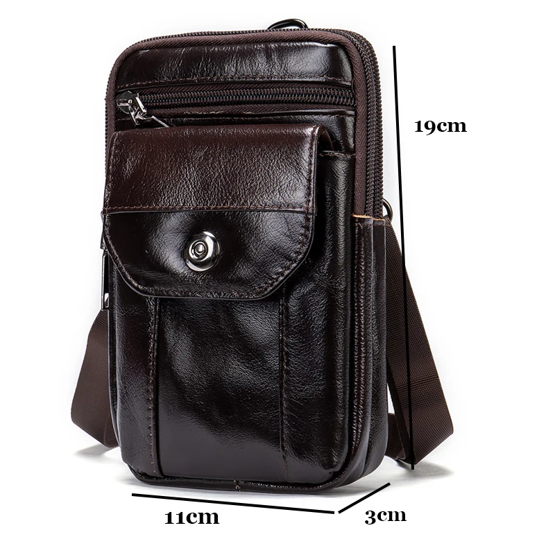 Small Shoulder Bags for Men Genuine Leather Phone Bag Casual Belt Bag Men Fanny Pack Messenger Purses Bags