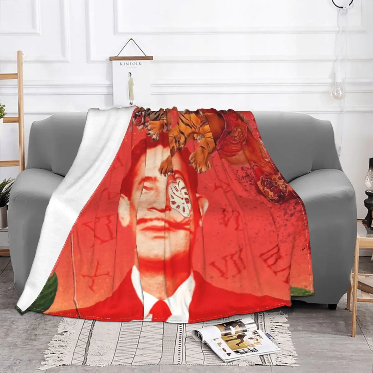 Salvador Dali Funny Surrealism Artist Portrait Blanket Soft Fleece Flannel Spain Painting Art Throw Blankets for Sofa Bed Quilt