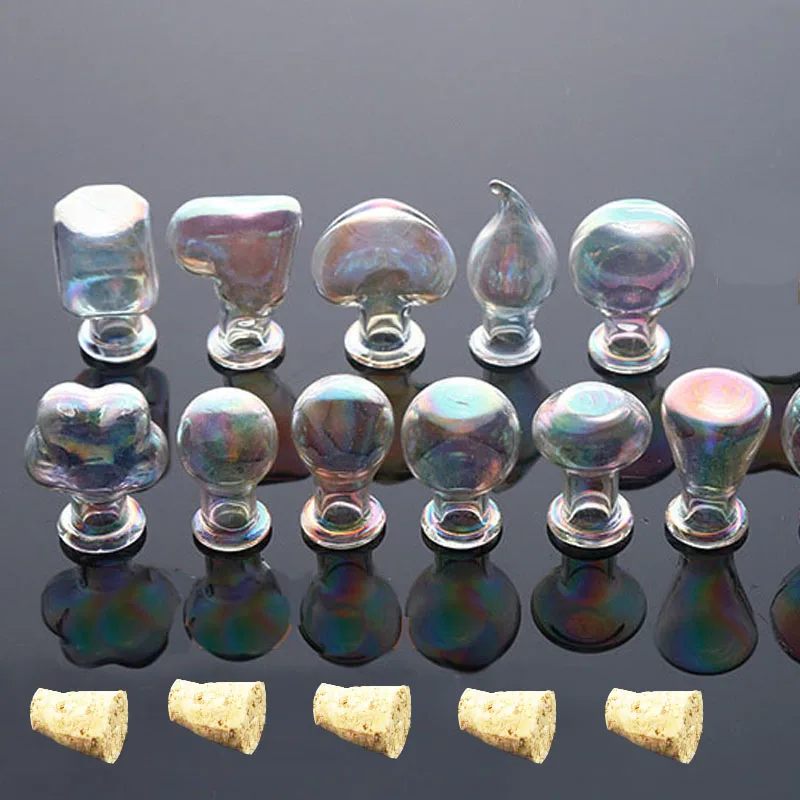 

50pieces Colorful Wish Mini glass Bottle jewelry pendant with cork Perfume essential oil vial cork bottles charms findings