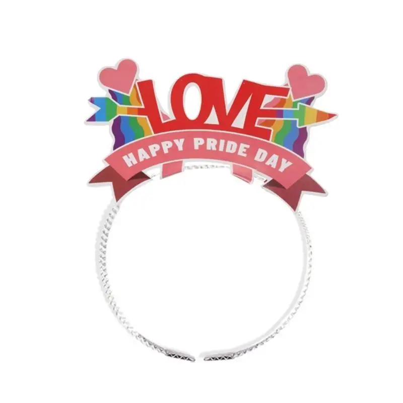 

652F Hair Hoop Love Wins Theme Gay Lesbian Eye-catching Hair Hoop Heart and Rainbow for Pedlars Pride Month Headwear Parades