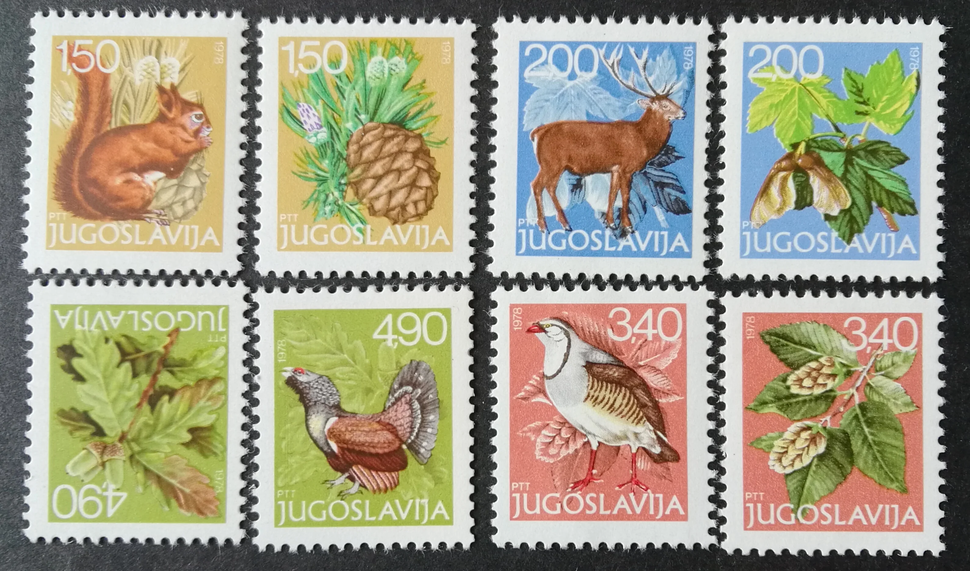 8Pcs/Set New Yugoslavia Post Stamp 1978 Animal and Plant Squirrels Postage Stamps MNH