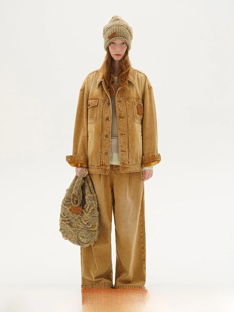 

DNT American Retro Sle Distred Large Color Spray Faion Джинсовые брюки 2-версия Новый винтажный вид для поездок на работу Sle