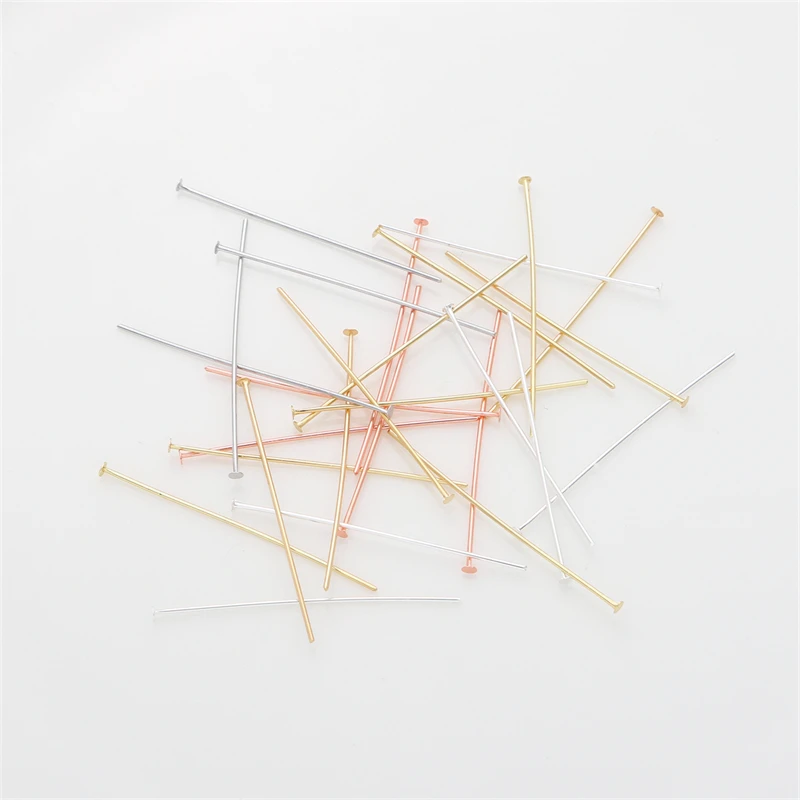 50Pcs/Lot 20/25/30/35/40/mm Color Retention Brass T-shaped Flat Head Pins Connectors For DIY Jewelry Finding Making Accessories