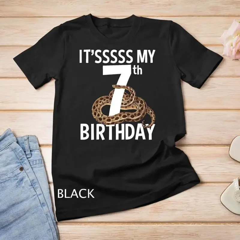 Kids 7 Year Old Snake Birthday Party Boa Python Reptile 7th Gift Unisex T shirt