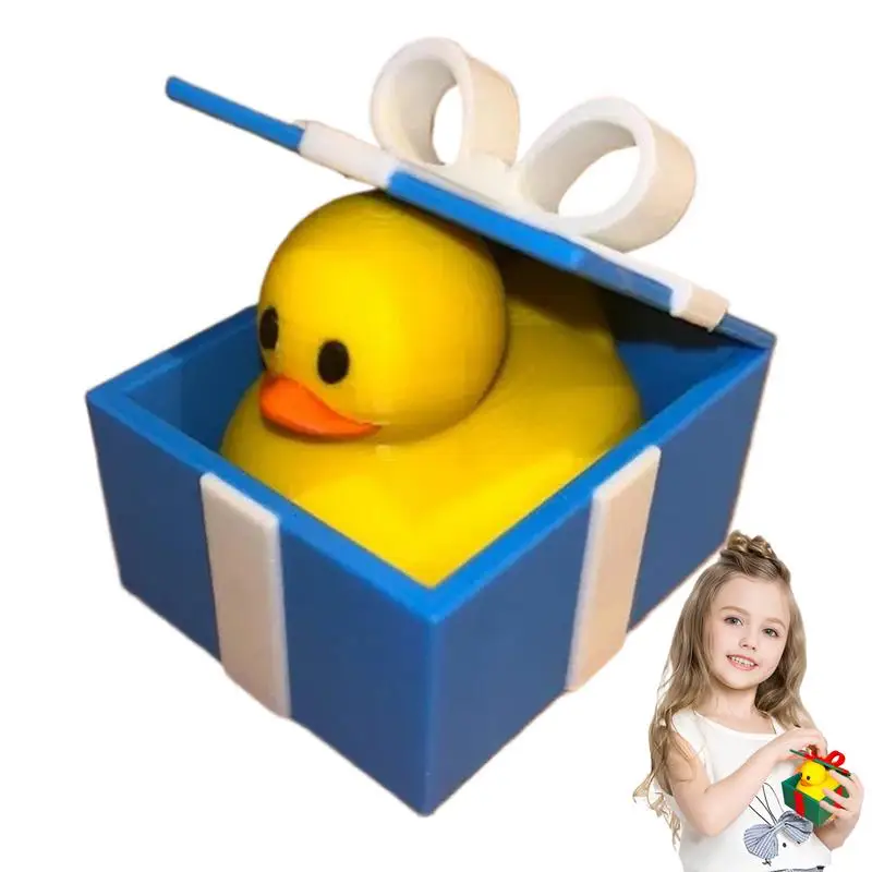 Duck Figurine Animal In Tie Box Ornament 3D Printed Christmas Duck Desktop Animal Decoration Figurine For Holiday