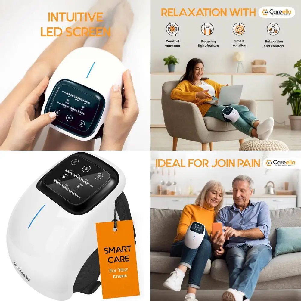 

Heated Rechargeable Knee Massager with Adjustable Strap, Smart Vibration, and Gentle Light for Portable Joint Relaxation