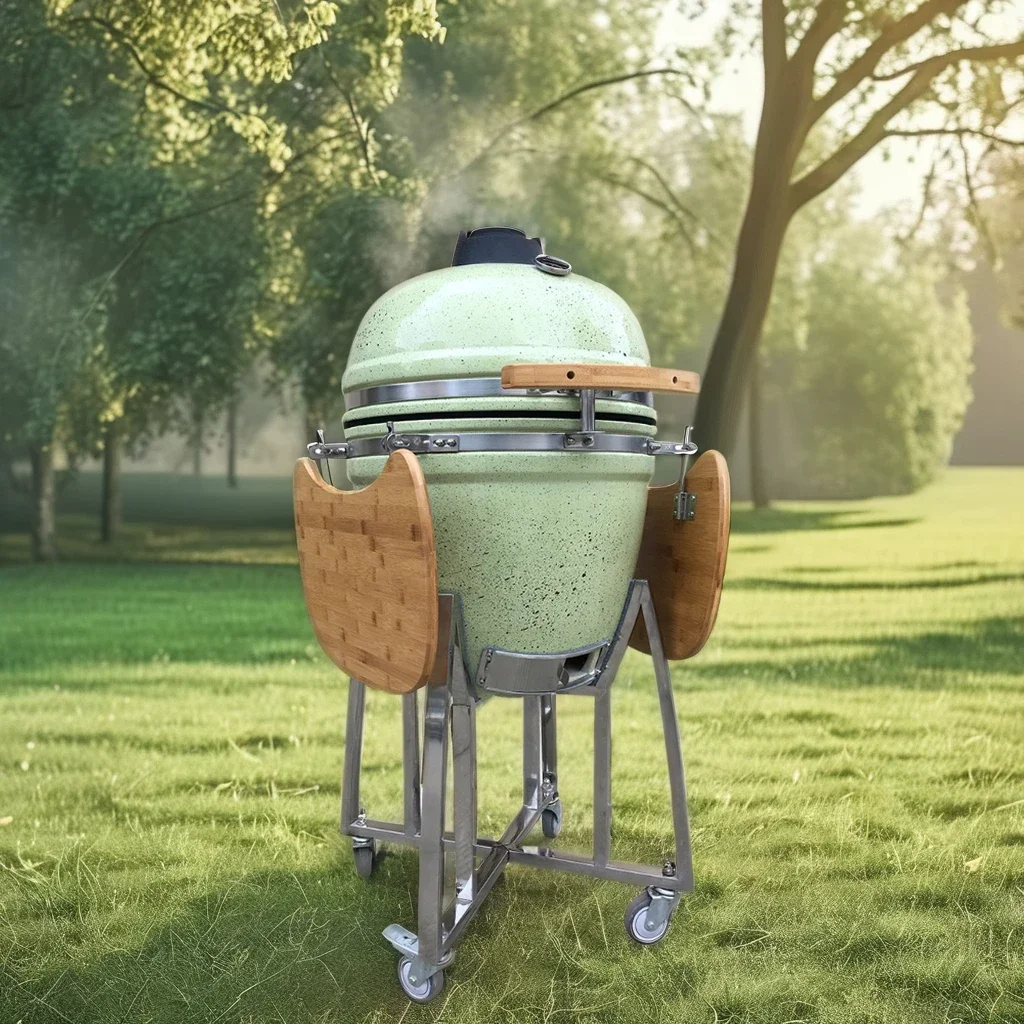 

New arrival New Arrival21-Inch Garden Portable Ceramic Green Charcoal Kamado Egg BBQ Grill Asador Rotisserie Smoker