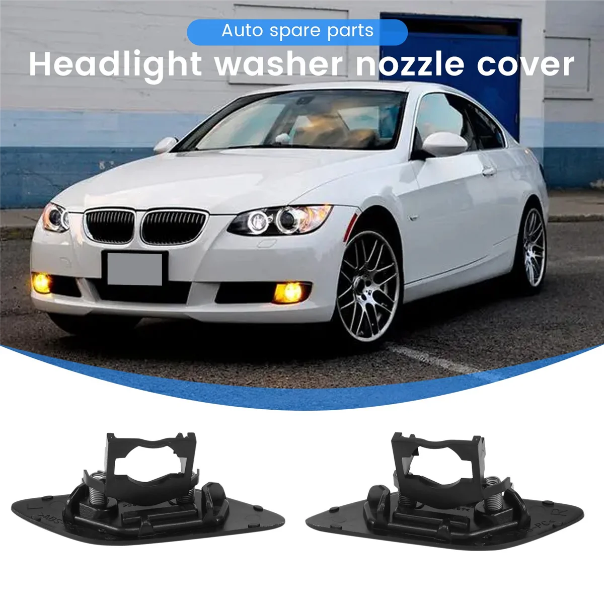 Left & Right Front Bumper Headlight Washer Nozzle Spray Jet Cover Cap for -BMW 3 Series E92 E93 2006-2010 61677171659