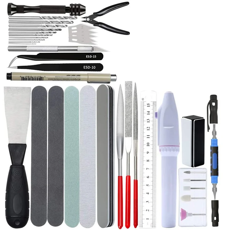 ABFI قطع الملقط ذو طيات 42 في 1 نموذج بناء أداة مجموعة كومبو عدة اكسسوارات DIY بها بنفسك طحن تلميع الحفر