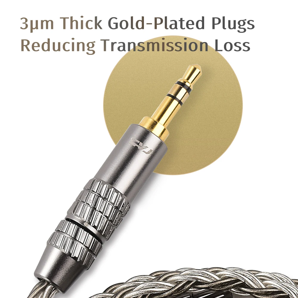 Kabel CVJ TS800 8-żyłowy 200-żyłowy posrebrzany kabel ulepszonej jakości, wtyk 2.5mm/3.5mm/4.4mm do wyboru, QDC MMCX 0.78MM 2Pin do KZ CCA FIIO TRN — zdjęcie produktu 6