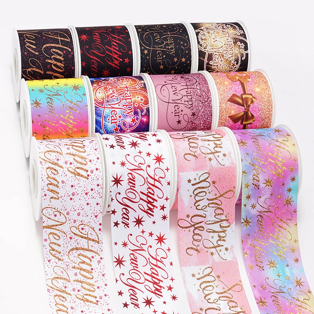 5 Yards Christmas Printed Grosgrain Satin Ribbons For Bows DIY Craft Decoration Packaging Supplies. 72100