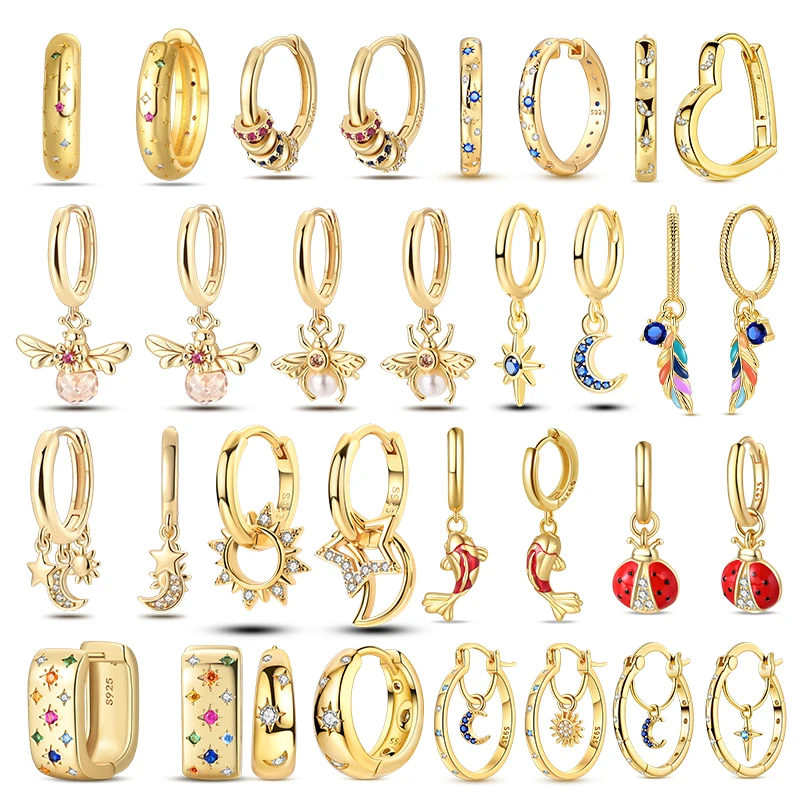 925 Silver Gold Earrings - Rainbow Earrings (Multiple Styles) for Women Luxury DIY Jewelry Daily Party Festival Gifts