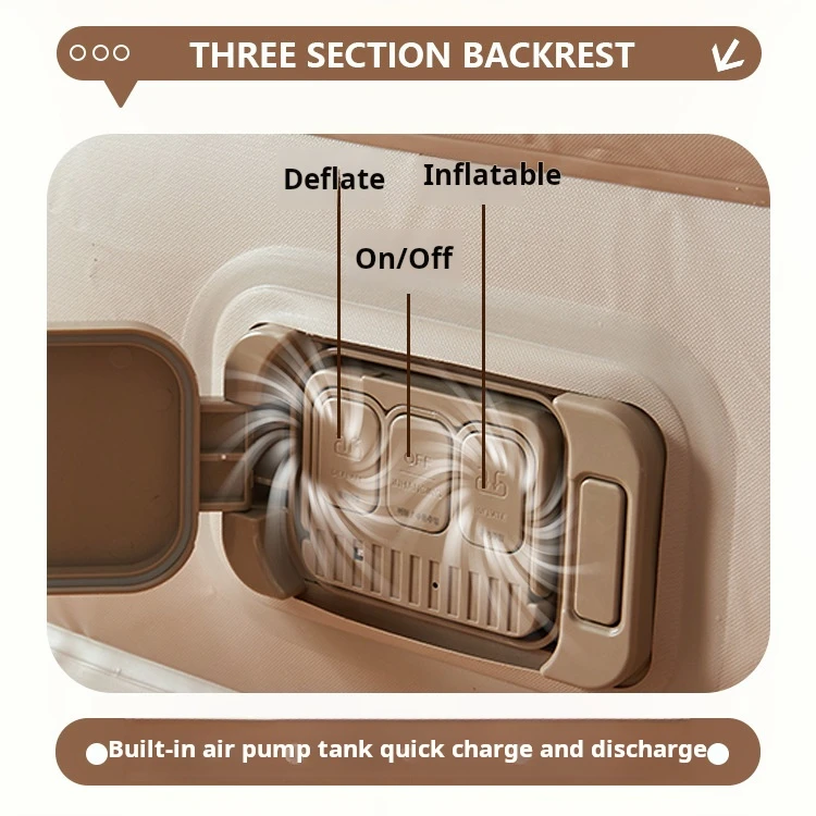 Light Grey Double Low Bed Without BackrestFlocking Inflatable Bed Thickened  Chair Tent Sleeping Mat Home air Cushion