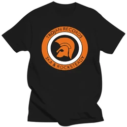 Camiseta de diseño con estampado de TROJAN RECORDS SKA ROCKSTEADY, camiseta naranja de manga corta con cuello redondo, Verano 2016