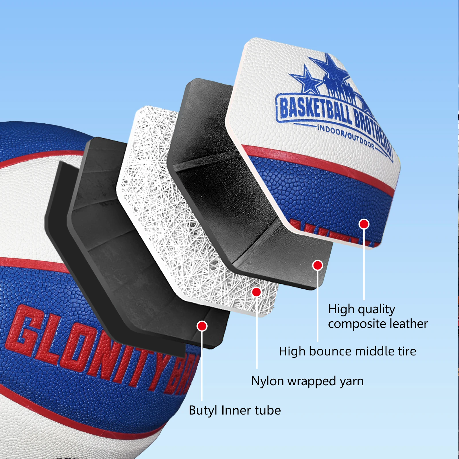 حجم 6/7 لعبة تدريب كرة السلة المنافسة الرسمية الكرة القياسية النساء الرجال في الهواء الطلق داخلي جودة عالية كرة السلة الأزرق الأبيض