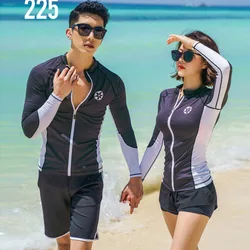 Donna uomo 2-3 pz/set Rash Guard manica lunga, protezione UV/sole Swim Surf camicie Trunks Water Beach Surf costume da bagno Top Bottom