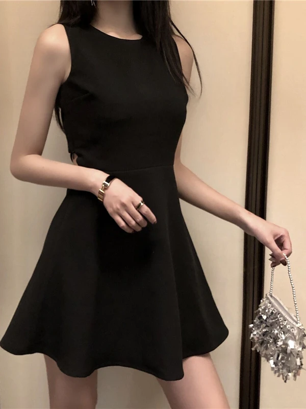 Bla adelgazante A-Line Dr mujer Par Wear cintura alta ort Sle vestido de noche coreano Sle Primavera Verano otoño