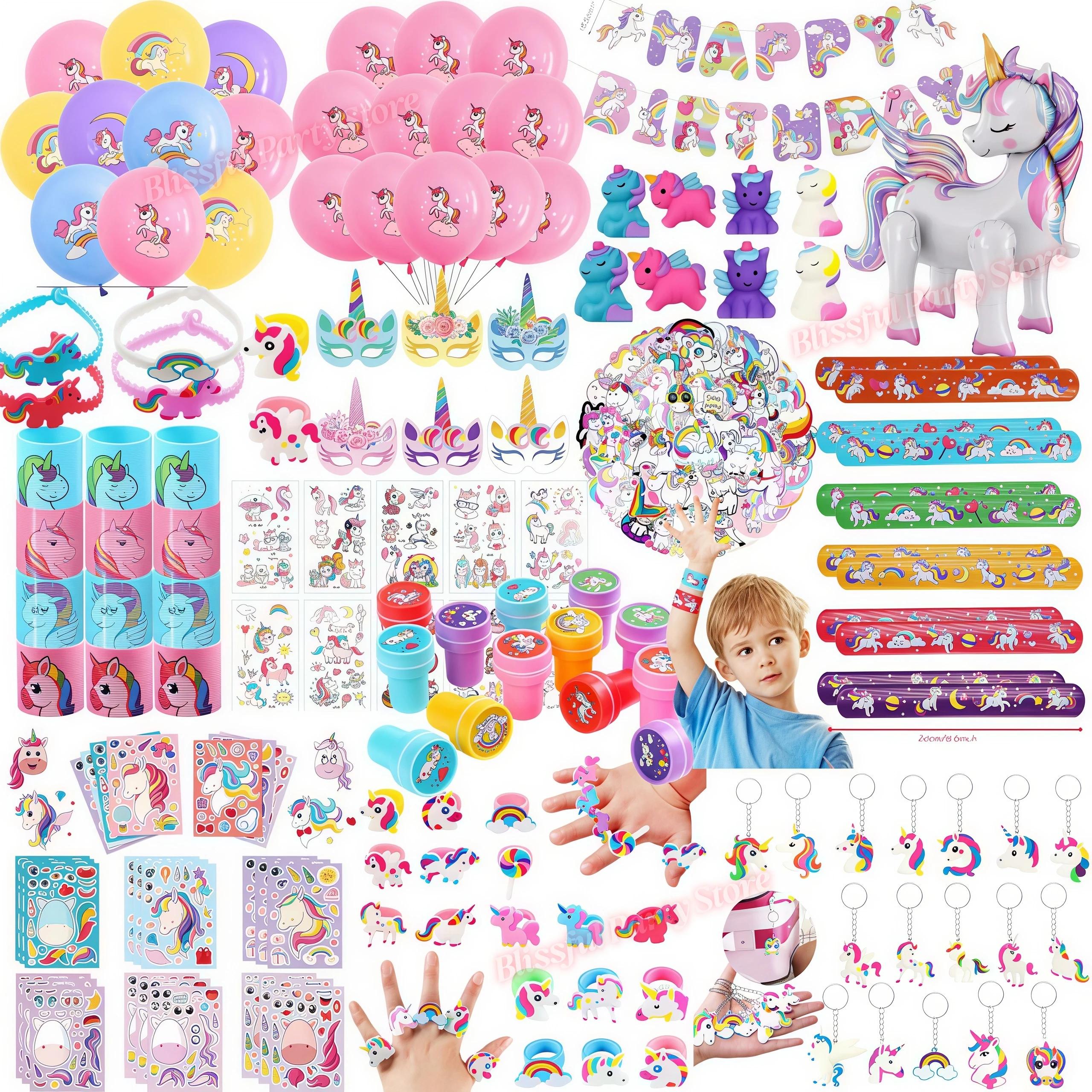 Recuerdos de Fiesta de Unicornio, Bolsas de Regalos de Unicornio, Rellenos para Piñatas, Pegatinas, Pulseras, Llaveros, Regalos para Niñas, Regalos para Bodas y Cumpleaños