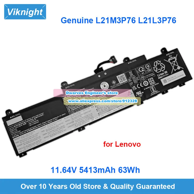 

Genuine L21M3P76 L21L3P76 Battery 11.64V 5413mAh 63Wh for Lenovo ThinkPad L15 Gen 4 21H3