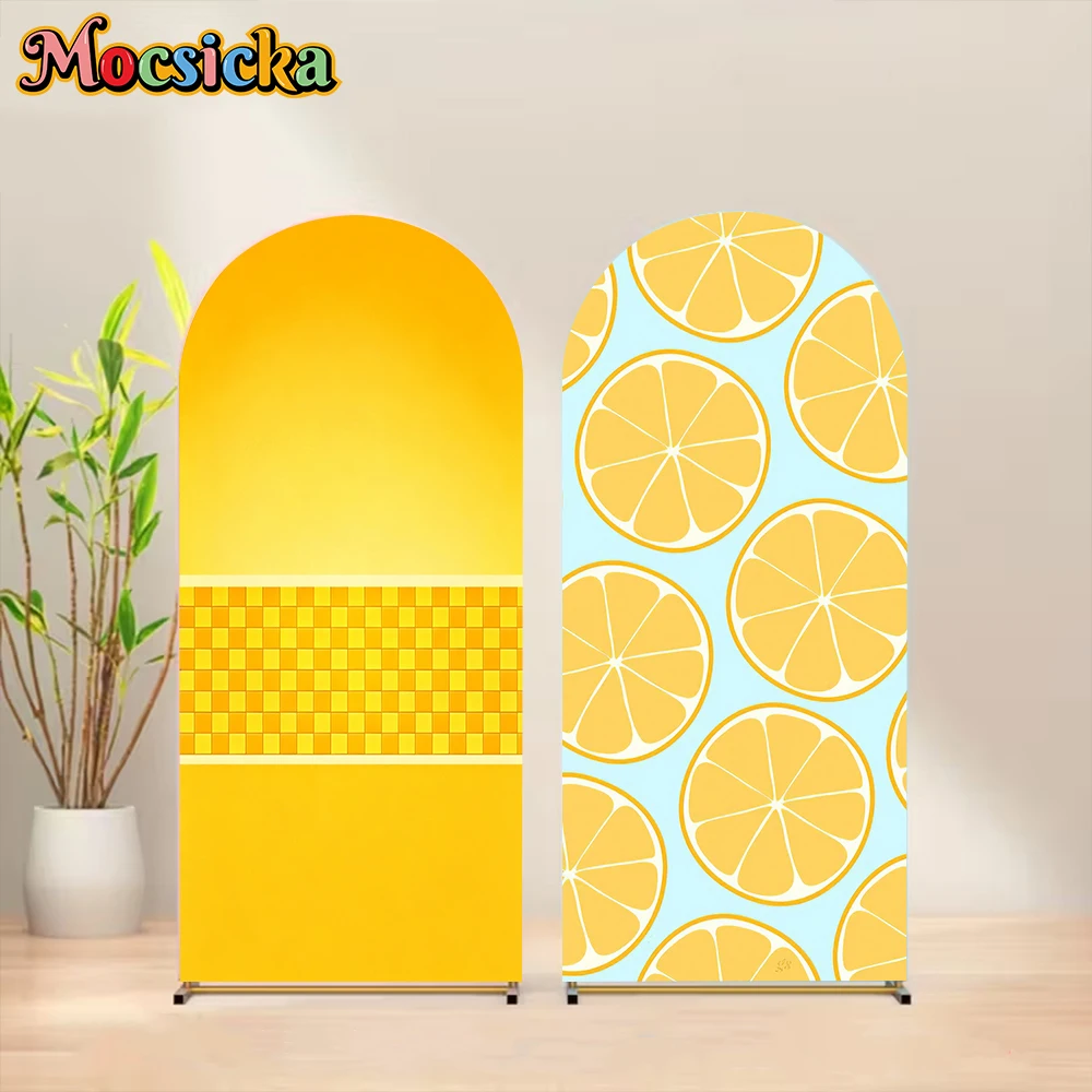 Mocsicka Yellow Gradient Arch Shaped Photo Background Cloth Orange Studio Newborn Baby Kid Cake Smash Photography Backdrop Decor