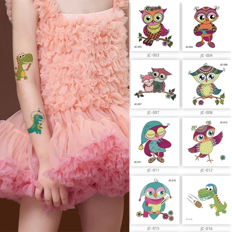 

30Pcs Owl Temporary Tattoos Stickers Watercolor Dinosaur Animal Fake Tattoos Beauty Cartoon Kids Girls Boys Tattos Body Arm Art