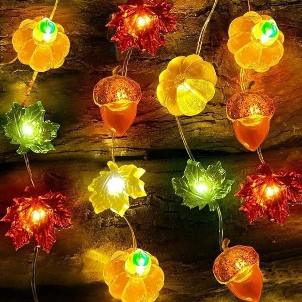 Pumpkin Shaped Pumpkin String Lights Battery Powered DIY LED Pumpkin Light Portable Light Warm White Copper Wire Lamp