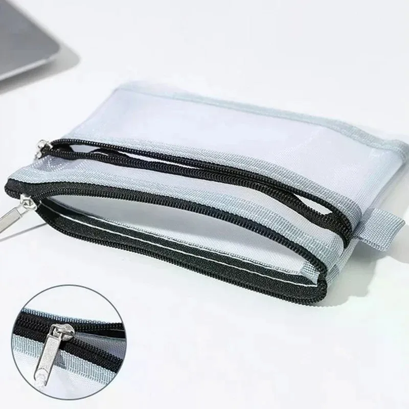 1PC Double Layer Mesh Card Holder Bag Clear Passport Id Card Driver License Document Bag Zipper Pouch for Bank Cards Travel Stor