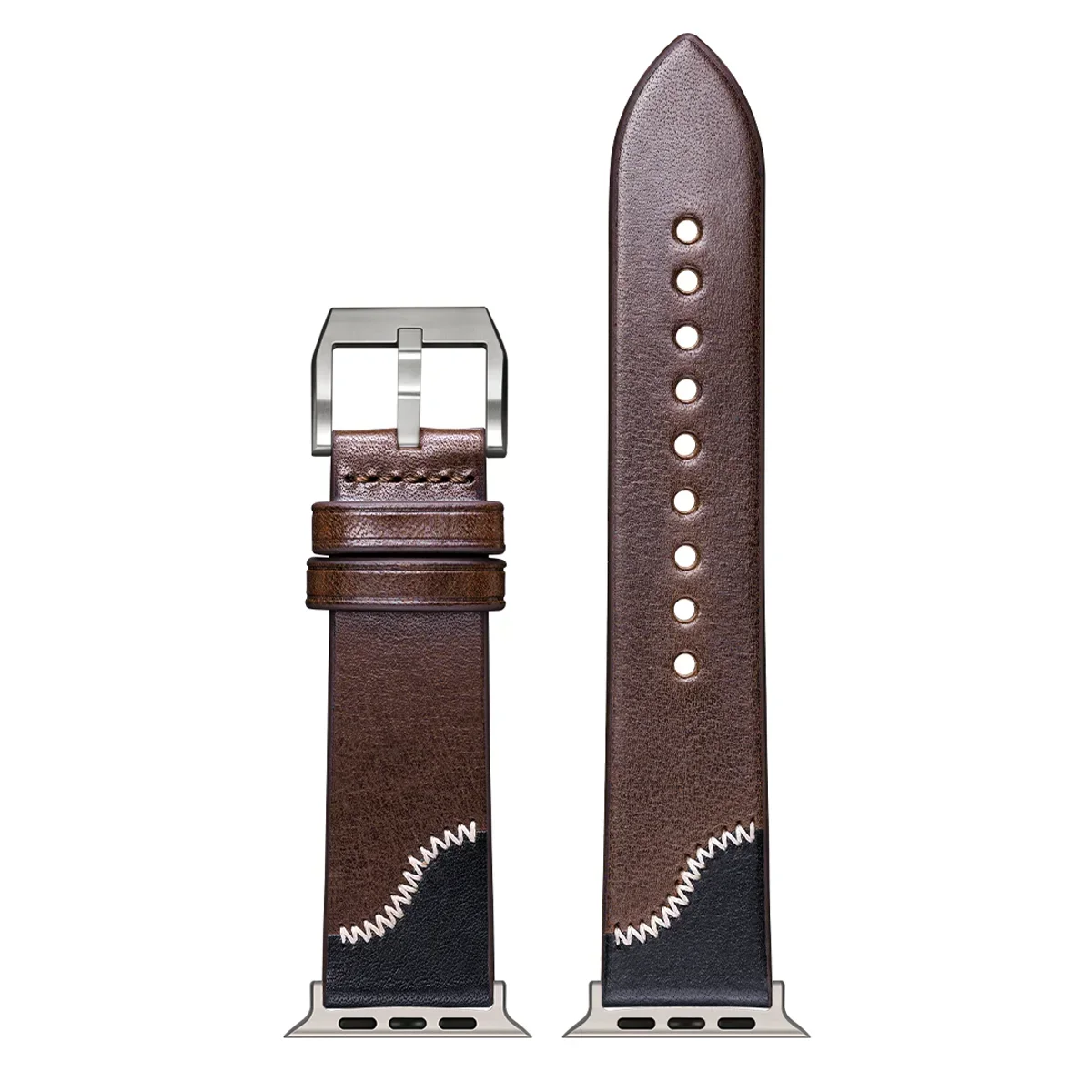 

Original Bicolor Watch bands For Apple Watch Series 10 Ultra 49mm 46mm 42mm 45mm 44mm 41mm Handmade Bracelet Leather Strap