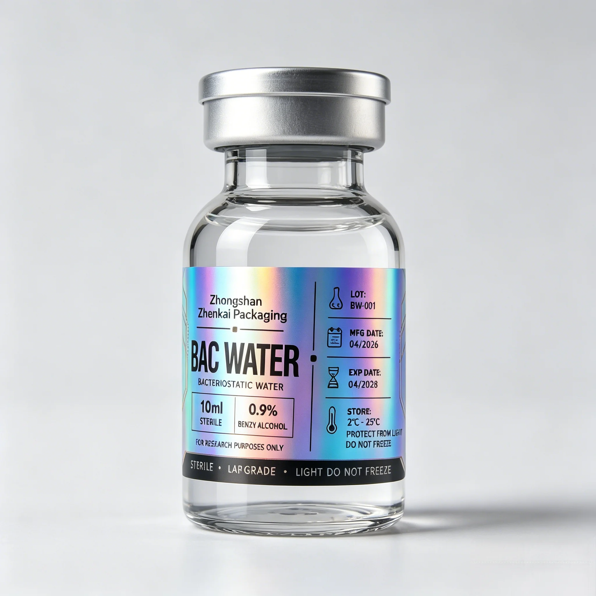 Premium Custom Hologram Laser Stickers & Bottle Labels for 3ml 5ml 10ml Peptide Containers - Detail 1