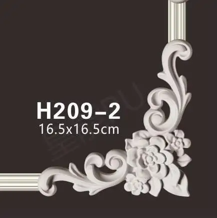Polyurethane house lintel ceiling decoration wall moulding element PU furniture ornament corner flower
