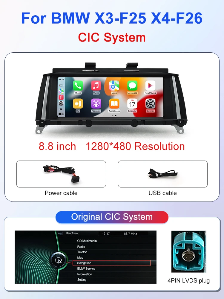 STWEI 2026 New Slim Screens Linux System 12.8inch 2400X900 Resolution For BMW X3 X4 F25 F26 Wireless CarPlay Auto player KSW image 3