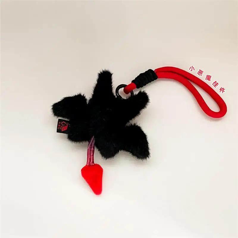 Cute Halloween Bat Little Devil Plush Doll Toy Keychain Lanyard Bag Pendant Backpack Hanging Ornament Keyring Girl Birthday Gift