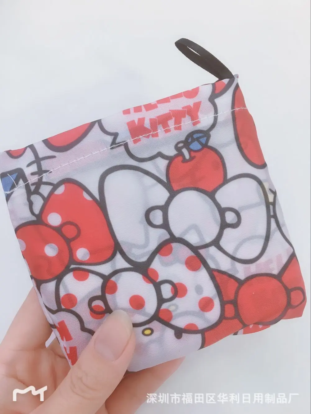 Sanrio Small Folding Shopping Bag Anime Hello Kitty Kuromi Melody Cinnamoroll Polyester Eco Bag Cartoon Shoulder Bag Handbag