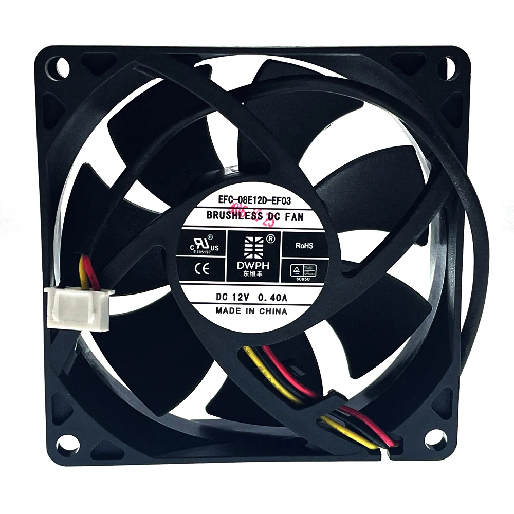

FOR Exchanger EFC-08E12D-EF03 80x80x25mm 12V 0.40A Dual Ball Bearing Cooling Fan 3-Wire 4-Pin for Server