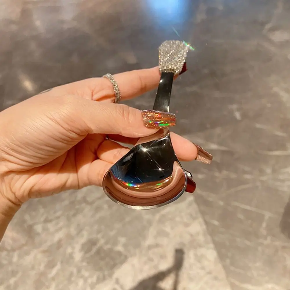Tableware Rhinestones Ice Cream Spoons Portable Bling Stainless Steel Spoons Multifunctional Smooth Soup Spoons Restaurant