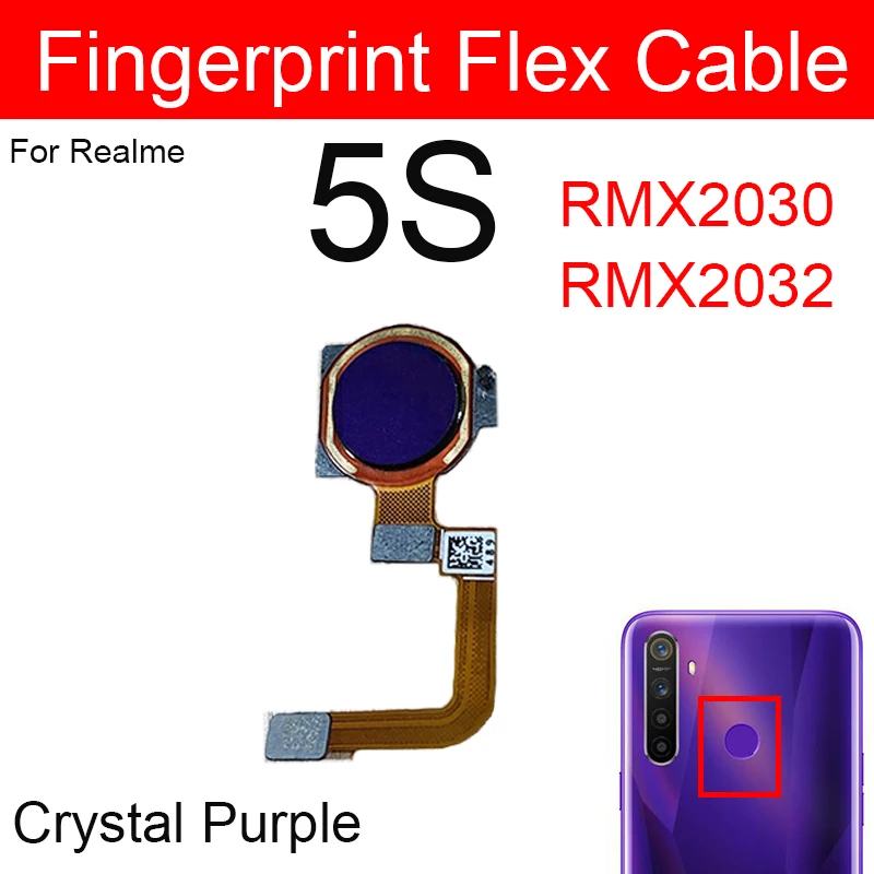 For Realme 3Pro 5 5i 5S 6i 6 6S Fingerprint Sensor Power Touch Flex Cable Back Home Button Sensor FingerPrint Flex Parts