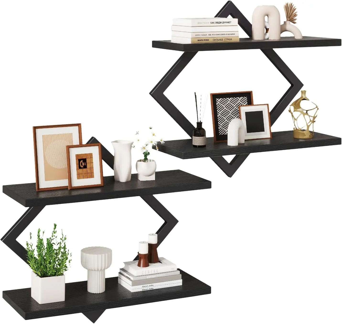 

Floating Shelves,15 Inch Wall Shelf Set of 2,Wall Mounted Shelves,2 Tier Hanging Decorative Storage Shelf for Living Ro