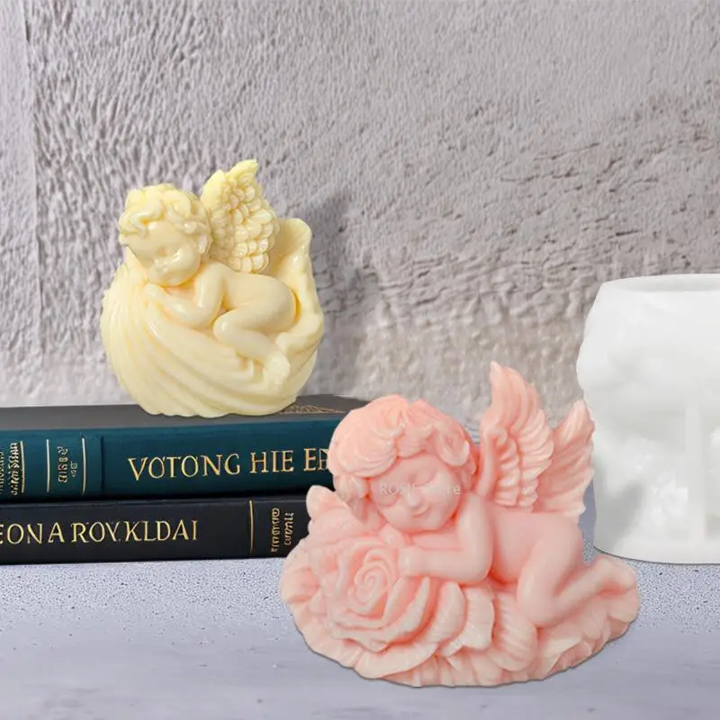 Cute Angel Silicone Candle Mold Diy Plaster Concrete Resin Ornament Mold Aromatherapy Soap Wax Mould Cake Decoration