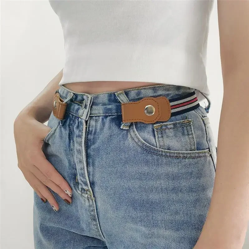 Press Buckle Style Kids Elastic Lazy Belt Versatile Jeans Belt Elastic Stretch Belt for Teen Kids Girls Adjustable Length