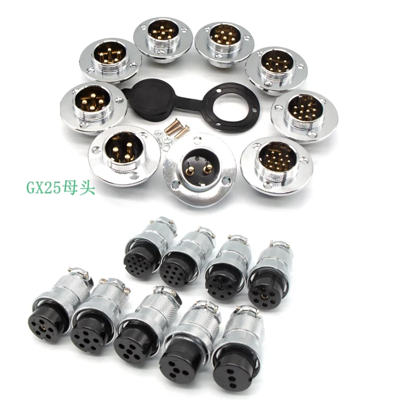 

GX25 25MM aviation connector With Flange male & female 2/3/4/5/6/7/8/9 pin wire panel connector aviation plug socket 2pin 3pin